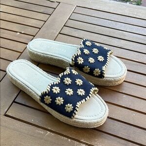 Jack Rogers Palmer Slide Espadrilles in a Midnight and Gold
